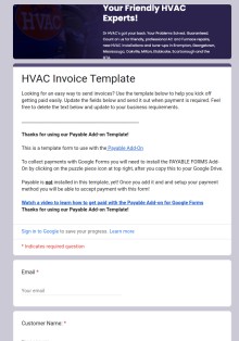 HVAC Invoice Template Form Template