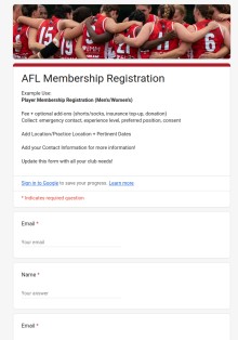 AFL Membership Registration Template Template