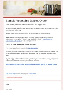 Vegetable Basket Order Form Template
