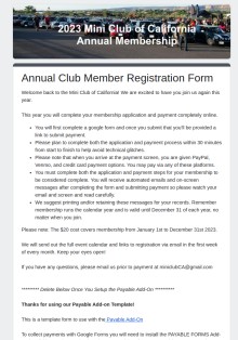 Annual Club Membership Registration Form Template