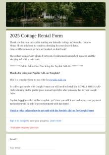 Cottage Rental Form Application Template