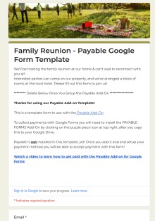 Family Reunion Registration with Payment Template