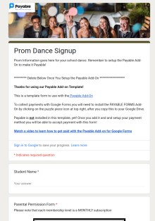 Prom Dance Signup Form Template