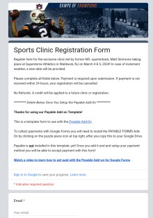 Sports Clinic Registration Form Template