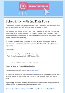 Subscription Instalment with End Date Form Template