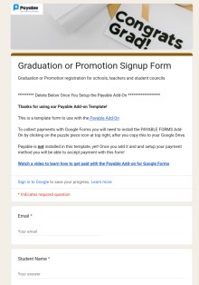 Graduation Events & Promotion Form Template