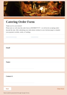 Catering Order Form Template Template