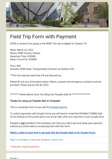 School Field Trip Form Template