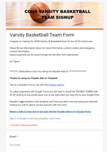 School Sports Team Signup Form Template
