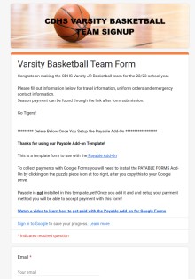 School Sports Team Signup Form Template