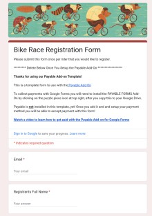 Bike Race Registration Form Template