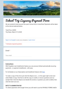 Trip Instalment Payment Form Template Template