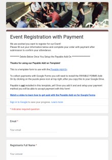 Event Registration Form Template with Payment Template