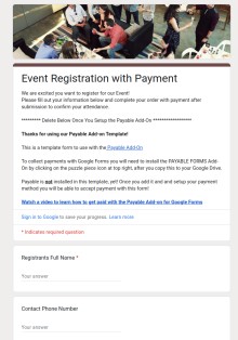 Event Registration Form Template with Payment Template