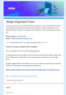 Setup Stripe Payments in Google Form Template Template