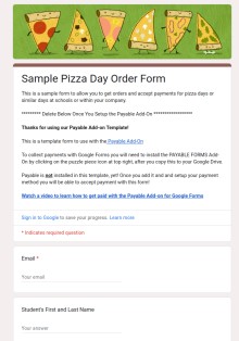 Teacher Pizza Day Order Form Template