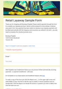 Large Purchase Layaway Form Template