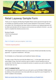 Large Purchase Layaway Form Template