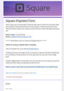 Setup Square Payments in Google Form Template Template