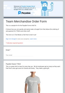 Google Form with Credit Cards - Company Merchandise Order Form Template