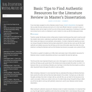 Basic Tips to Find Authentic Resources for the Literature Review in Master s Dis