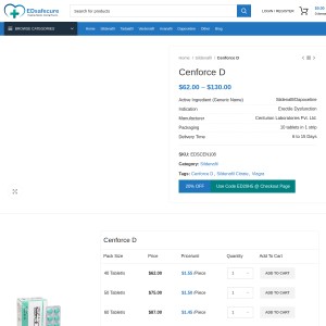 Buy Cenforce D online| Sildenafil+ Dapoxetine | Extra 50% OFF