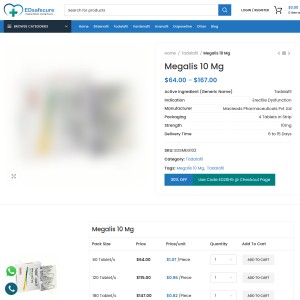 Buy Cheap Megalis 10Mg Online | Tadalafil | 20% Off | Edsafecure