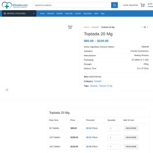 Buy Toptada 20Mg Online | Cheap Tadalafil (Cialis) | Reviews