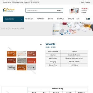 Buy Vidalista(Tadalafil) | 30%OFF | Quality Dosage | Reviews