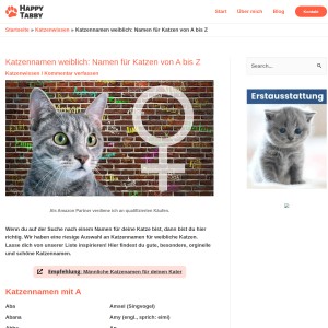 Katzennamen weiblich: Namen für Katzen von A bis Z - Happy Tabby