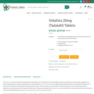 Vidalista 20mg | Tadalafil Online | Dosage, Precautions, Free Shipping