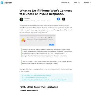 What to Do If iPhone Won’t Connect to iTunes For Invalid Response?