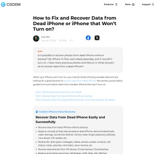 How to Recover Data from Dead iPhone or iPhone Won’t Turn on for Free?