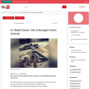 In Stadt Essen: Wir entsorgen Ihren Schrott, Schrottabholung.org, Pressemitteilu