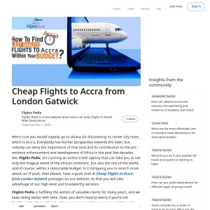 Cheap Flights to Accra from London Gatwick