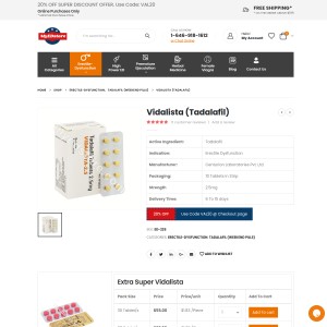 Vidalista (Tadalafil) : Buy Vidalista Online at Lowest Prices USA [25% OFF]