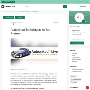 Autoankauf in Solingen zu Top-Preisen, Autoankauf-Live