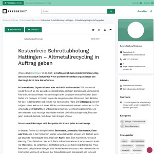 Kostenfreie Schrottabholung Hattingen – Altmetallrecycling in Auftrag geben