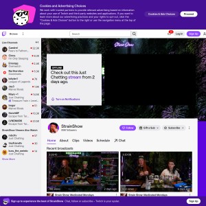 Preview of the Strain Show Twitch channel