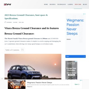 Vitara Brezza Ground clearance, on road price, Images, specification