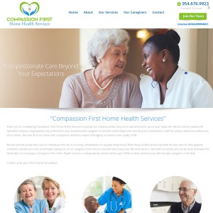 Screenshot of the Compassion First Home Health Services website