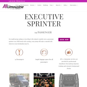 Screenshot of the A-1 Limousine website