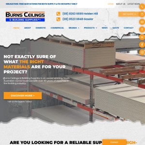 Screenshot of the Burns Ceilings & Building Supplies Pty Ltd website