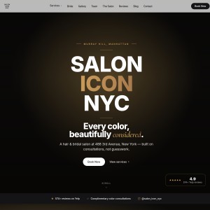 Screenshot of the Salon Icon NYC website