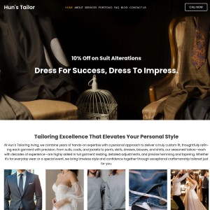 Screenshot of the Hun's Tailor website