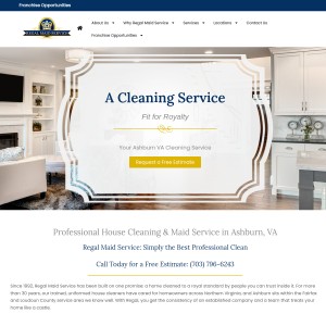 Screenshot of the Regal Maid Service - Loudoun and Fairfax website