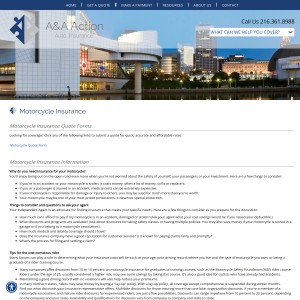 Screenshot of the A&A Action Auto Insurance website