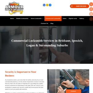Screenshot of the Armour Lock & Security website