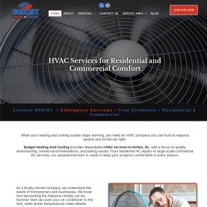 Screenshot of the Budget Heating And Cooling website