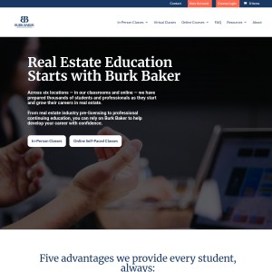 Screenshot of the Burk Baker School of Real Estate & Appraising website